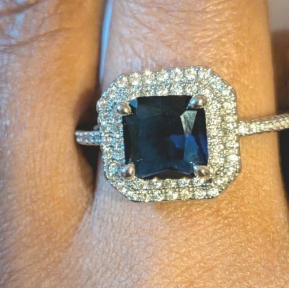 Elegant Blue and Silvery Women's Ring Sz 10